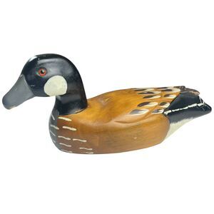 Coaster Co. Vintage Solid Wood Hand Carved Hand Painted Duck Decoy Glass Eye 13”